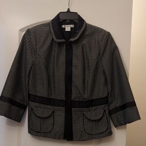 Nygard Collection Black And White Polka Dot Blazer With Ribbon Accent Size 10